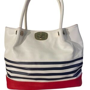 Melie Bianco handbag purse women Vegan Leather Red White Navy